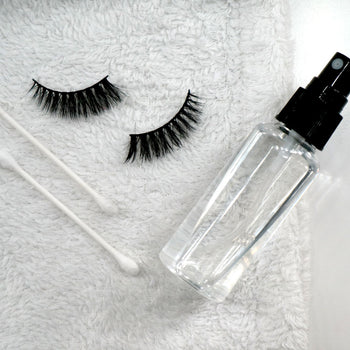 Dollbaby London Vegan 'Angel' lashes on a towel how to clean your lashes