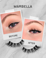 'Marbella' Strip Faux Mink Eyelashes (Non-Magnetic) - Clear Band Wispies Dollbaby London Dollbaby London Eyelashes