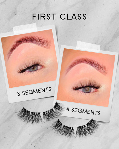 'First Class' Pre-Cut Demi Wispies Lashes - Clear Lash Band Dollbaby London Dollbaby London Eyelashes
